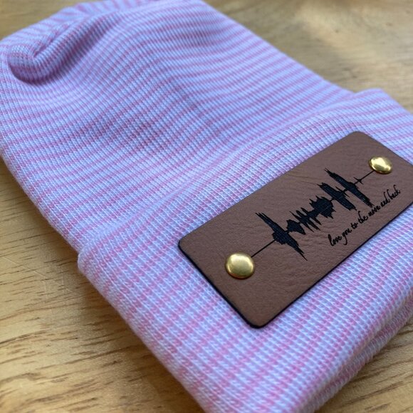 Love You To The Moon And Back Soundwave Newborn Baby Beanie - Pink - Not Custom - Picture 4 of 9